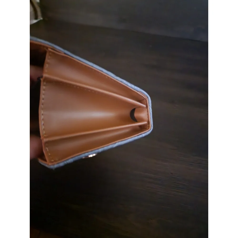 Light Blue Gray Sunflower Embossed Tooled Artisan LEATHER Crossbody Bag Purse - Picture 12 of 15
